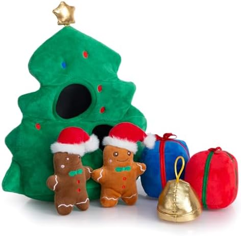 Hollypet Christmas Squeaky Hide and Seek Dog Toys for Small and Medium