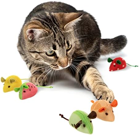 SmartyKat (5 Count) Skitter Slices Plush Catnip Cat Toys - Multi Color, 5 Count