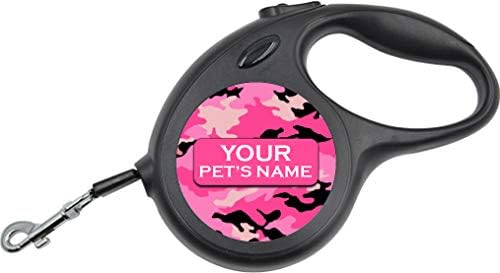 Camo Retractable Dog Walking Leash | Personalized w/Your Pet's Name (Pink)