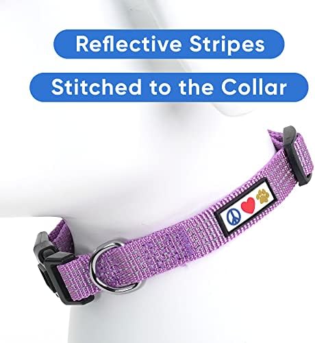 Pawtitas Reflective Dog Collar for Large Dogs – Adjustable Nylon Collar with Quick-Release Buckle | Fits Neck 16–26 in | Night Safety Training Collar | L | Orchid