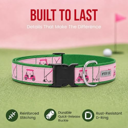 THE WORTHY DOG Summer Print, Adjustable Dog Collar, Large Dogs, Golf