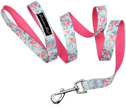 Parisian Pet Floral Dog Leash - Nylon Heavy Duty Training Leashes for Dogs with Comfortable Handle - Strong Metal Clip 4Ft Puppy Leash - Spring Blossom Chew Proof Leashes for Small and Medium Dogs