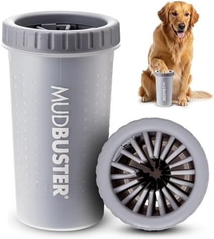 Dexas MudBuster Portable Dog Paw Cleaner, Premium Quality Large Gray Pet Accessory
