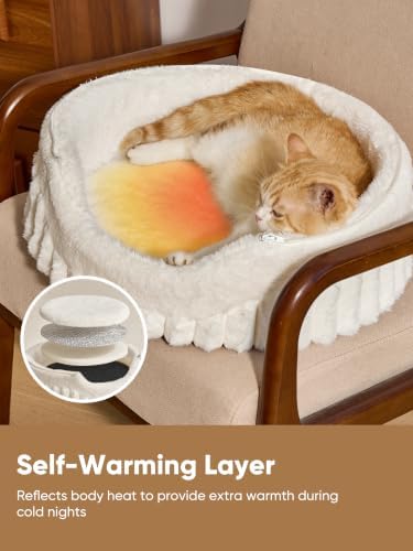 FUKUMARU Cat Cave Bed, 2-in-1 Enclosed Cat Bed for Indoor Cat, Cat Hideaway