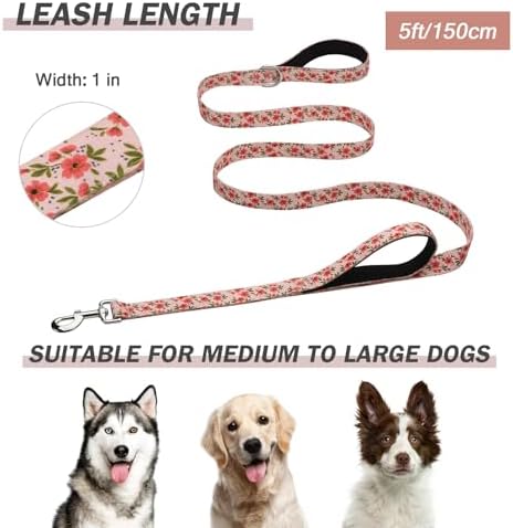 Hikiko 5FT Dog Leash Padded Double Handle with Designed Pattern