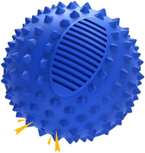 petizer 3" Squeaky Dog Balls for Aggressive Chewers, Durable Interactive Spiky Ball for Teething, Indestructible Rubber Dog Chew Toys, Tough Pet Toys for Small, Medium & Large Breeds