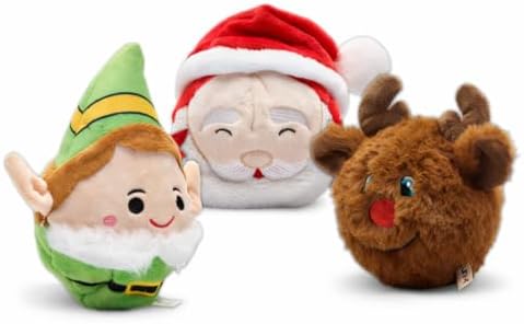 Flourish Pets 2 in 1 Christmas Multi-Layer Chew Toy for Active Dogs (Christmas 3 Pack (Santa, Elf, Reindeer))