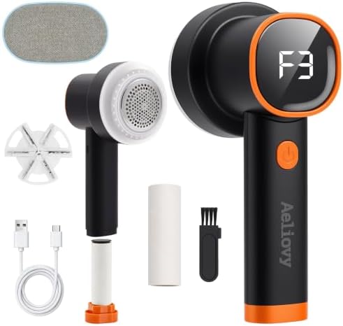 Fabric Shaver, 3 in 1 Lint Remover with Hair Remover Brush & Lint Rollers, Digital Led Display, 3 Speeds with Replaceable Blades, Remove Pilling for Clothes, Furniture, Sweater, Couch, Blanket, Pet