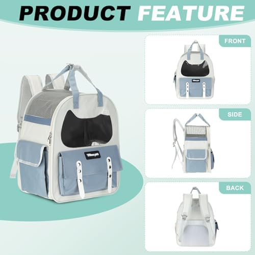 Cat Pet Backpack Carrier Blue 12"x8"x14" Travel Bag