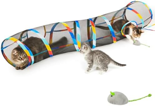 Glittme 48" Mesh Cat Tunnel, Breathable Pet Play Tube for Cats and Rabbits