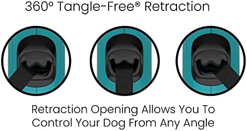 TUG Monochrome 360° Tangle-Free Retractable Dog Leash | 16 ft Strong Nylon Tape (Large, Aqua)