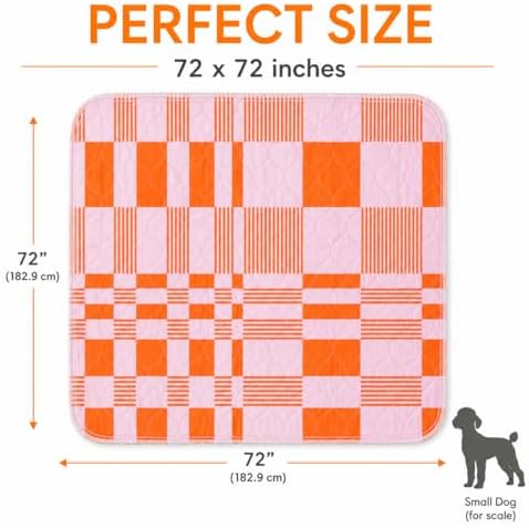 Washable Pee Pads for Dogs, Training Pads Puppy Pads Leak-Proof Reusable Pet Pad, Super Absorbent and Non-Slip Litter Cats Mat for Whelping, Playpen, Housebreaking, Pink 72''x72''