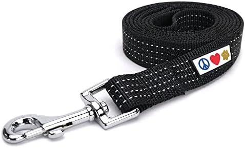 Pawtitas Black Dog Leash 6 ft XS/S Reflective Durable Lightweight Dog Lead for Small Dogs and Puppies