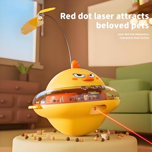 Interactive Cat Toy for Indoor Cats with Laser, Feather&Treat Dispenser