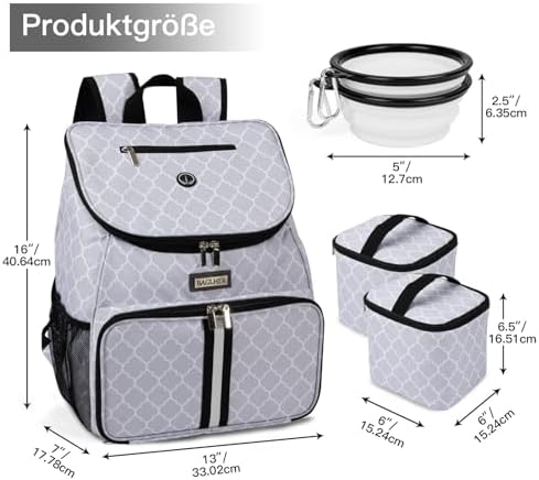 BAGLHER丨Dog Travel Bag, Airline Approved Pet Supplies Backpack, Dog Travel Backpack with 2 Silicone Collapsible Bowls and 2 Food Baskets
