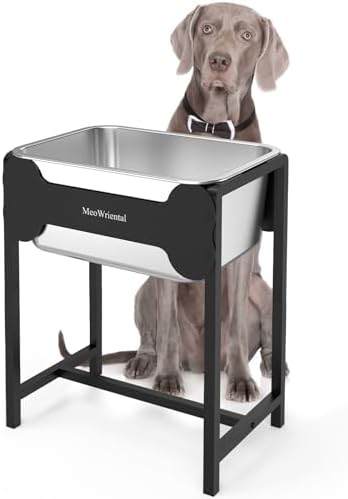 2.5 Gallon Elevated Dog Water Bowl for Large Breeds, 16.5" Tall Raised Stainless Steel Large Dog Water Bowl with Full Metal Stand for Relief Joint Pressure, Tip-Proof, Easy to Clean, Indoor & Outdoor