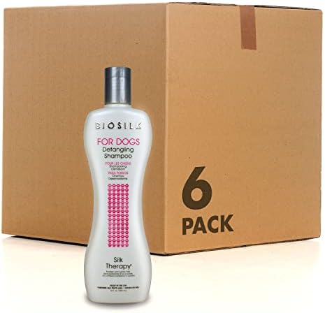 BioSilk for Dogs Silk Therapy Detangling Dog Shampoo, 12 Fl Oz, 6-Pack