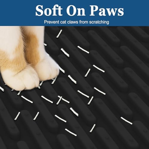 XXL Extra Large Silicone Cat Litter Trapping Mat for Scatter Control, 40"x30"(100cmx75cm) Waterproof Kitty Litter Box mat for Floor, Soft on Kitty Paws, Easy to Clean, Light Gray