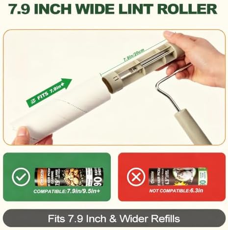 7.9" Large Lint Rollers for Pet Hair,Long Handled Extra Sticky
