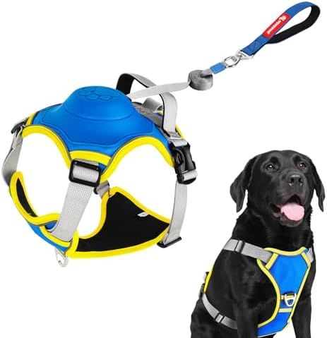 No Pull Dog Harness, 2 in 1 Retractable Harness with Auto-Lock, Reflective Breathable Mesh and Handle, Adjustable Leash Set for Small, Medium,Large Dogs,Cats (Color 2, XL)