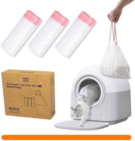 ABRCT Waste Bags(60 Count) for Self-Cleaning Litter Box Automatic Electronic Hands-Free Smart Robot self Cleaning Litter Box Liner- Safe Anti-Pinch, Odor Control,for Multiple Cats