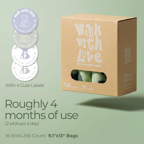 Dog Poop Bags, Leak Proof and Landfill Friendly Waste Bags,256 Bags