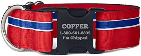 If It Barks Personalized 1.5" Striped Dog Collar - Engraved Name - Custom Size, Patriotic