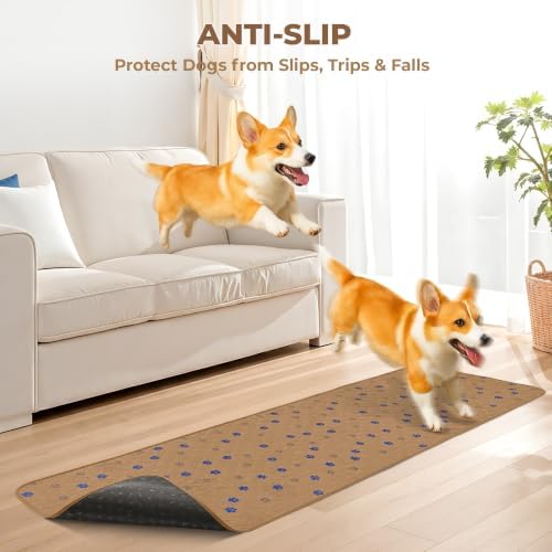 Fostanfly Washable Dog Pee Pads, 1 Pack 24''x96''(2x8ft) Runner Rug, Brown
