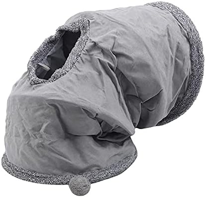 LeerKing Cat Tunnel 26"(L) Dia 12" Tubes and Tunnels connectable with Large Crinkle Hide and Seek Toy for Bunny Puppy, Grey