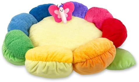 TONBO Soft Plush Small Cute and Cozy Nature Dog Cat Bed, Washer and Dryer Friendly (Rainbow Flower)