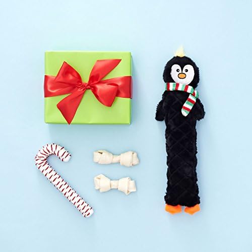 ZippyPaws Holiday Jigglerz Squeaky Plush No Stuffing Dog Toy, Penguin