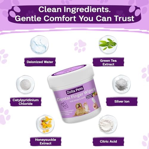 Dog & Cat Dental Wipes - Finger Toothbrush for Plaque, Tartar & Breath