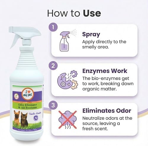 I Love My Pet Odor Eliminator Spray, 32 oz, Vanilla Lavender Scent