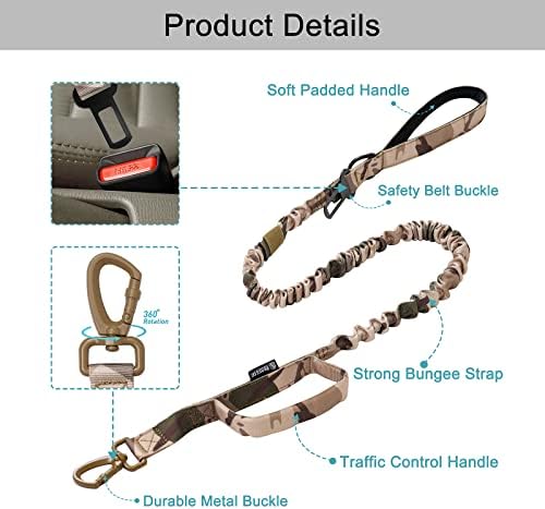Tactical Dog Collar Adjustable Military Collar: - Nylon K9 Collars with Handle and Heavy Duty Metal Buckle for Medium and Large Dogs with 3 Patches and Airtag Case Holder (XL, Camo-Set)