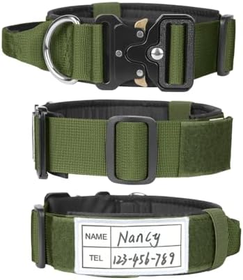 Tactical Dog Collar with Handle (Army Green, XL)