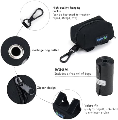 Wagtime Club Dog Poop Bag Holder for Leash (Black 2 Packs)