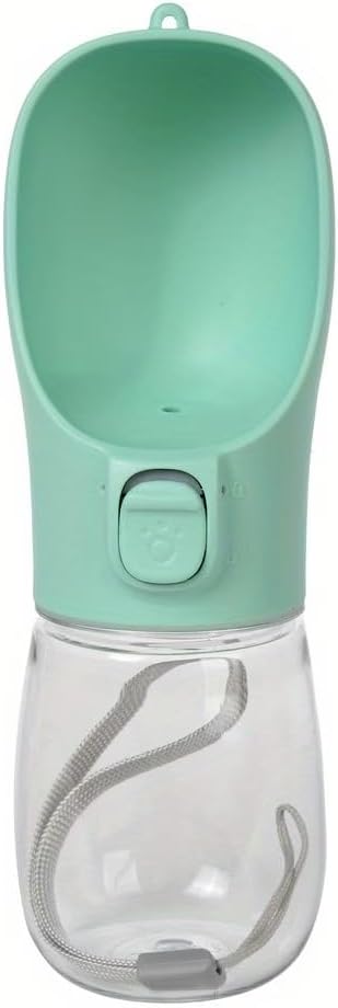 Leak-Proof Portable Dog Water Bottle with Built-in Bowl | Travel Pet Water Dispenser for Hiking, Walking & Outdoor Use | One-Hand Operation (Green)