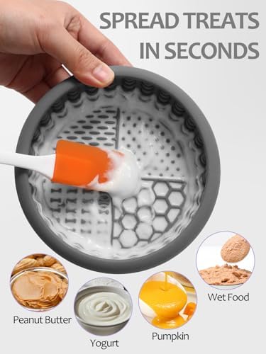 Dog Lick Bowl for Large Dogs, Lick Mat, Slow Feeder Lick Bowl with Brush and Scraper,Strong Suction, Freeze Licking Bowl for Anxiety Relief, Enrichment & Distraction, Dishwasher Safe 7.6 * 3.5 inch