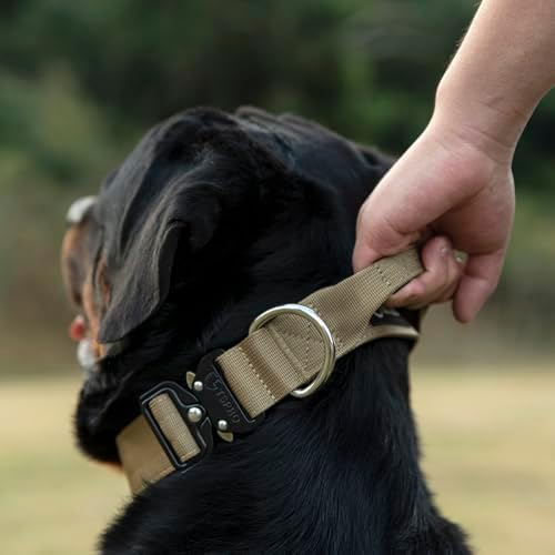 TSPRO Tactical Dog Collar, Heavy Duty Quick Release Metal Buckle and Handle