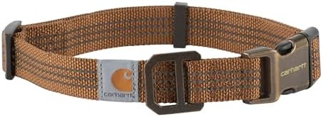 Carhartt Fully Adjustable Nylon Webbing Collars for Dogs, Reflective Stitching for Visibility, Carhartt Brown (Nylon Webbing), Large