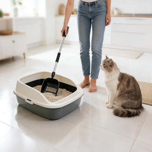 Cat Litter Scoop, Metal Litter Scooper with Detachable Long Handle