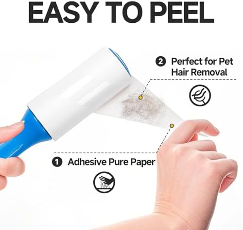 8 Pack 720 Sheets Lint Roller Refill Compatible with PetLovers, Extra Sticky Pet Hair Remover for Dogs & Cats, Pet Lint Roller Refill for Clothes, Furniture, Carpet, No Handle Included