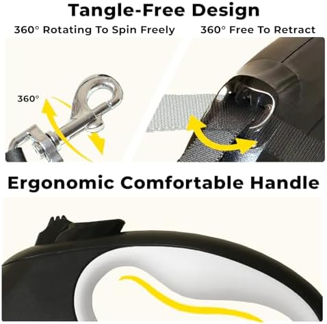 Retractable Dog Leash 16ft for Small & Medium Dogs Up to 55 lbs