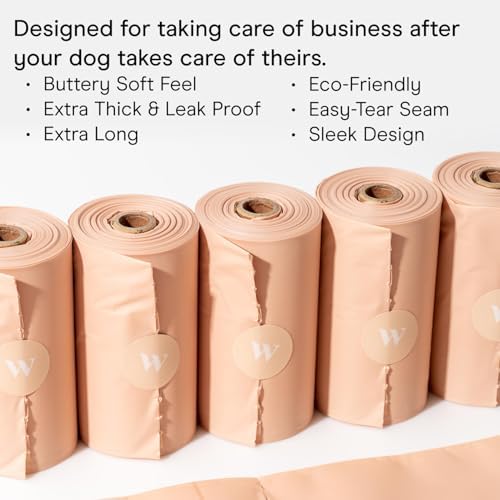 Wild One Dog Poop Bags, 180 Leak Proof Bags Made From Cornstarch, Eco-Friendly, Unscented, Blush Color