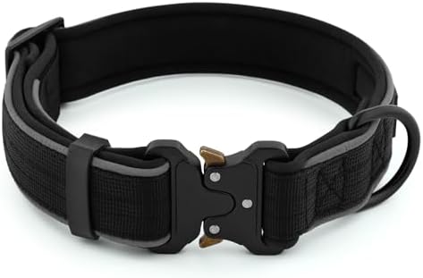 Plutus Pet Tactical Dog Collar, Reflective, Adjustable Heavy Duty Dog Collar, Soft Padded and Comfortable, for Small Medium and Large Dogs (Black, XS)