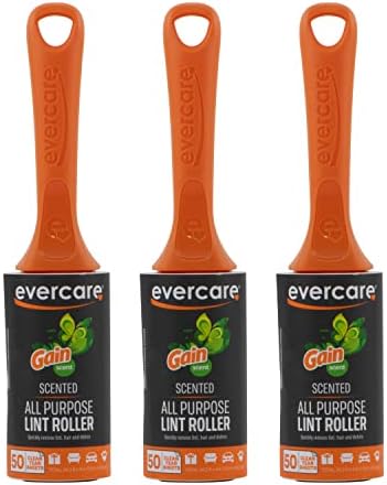 Evercare Gain Scented All-Purpose Lint Roller Brushes with 50 Sheets, Pack of 3 Manual Refillable Lint Rollers with Gain Scent (150 Sheets Total)