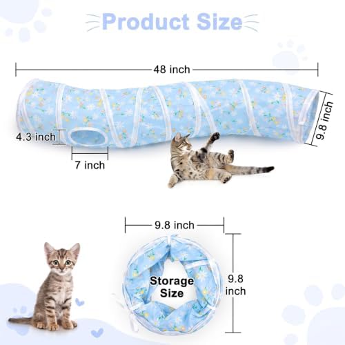 Glittme S-Shape Cat Tunnel, Foldable Cat Tunnels for Indoor Cats