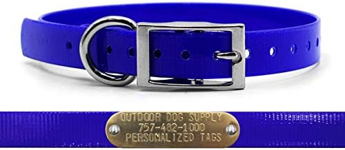 Light Weight Waterproof D-Ring Dog Collar w Custom Name Tag, Dark Blue