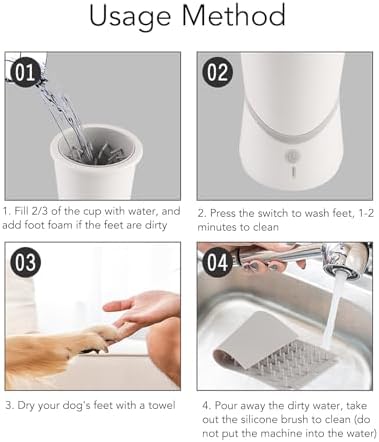Automatic Dog Paw Cleaner, Rechargeable Soft Silicon Needle Electric Paw Washer with Adjustable Temperature, Deep Cleaning Dog Foot Washer for Pets