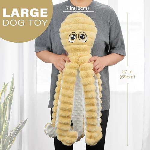 PrimePets Crinkle Squeaky Dog Toys, 27” Extra Large Plush Octopus Dog Toy